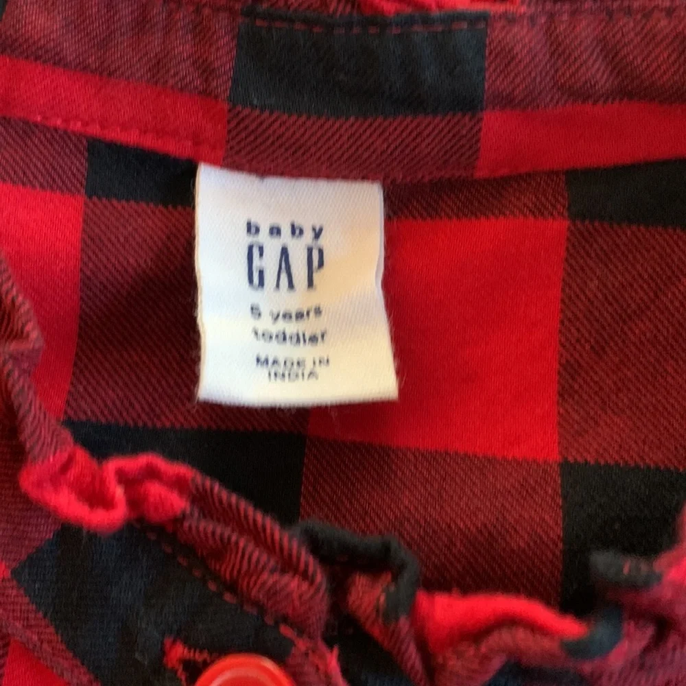 Gap Girl’s Buffalo Plaid Dress 5 Red & Black EUC